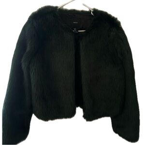 Forever 21 Dark Green Faux Fur Teddy Jacket